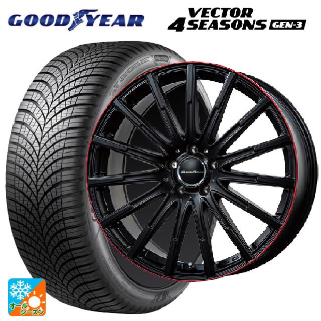 メルセデスベンツ CLA(C118)用 205/55R17 95V XL グッドイヤー ベクター4シーズンズ ジェン3 ユーロアクシス エアフルト マットブラック/レッドリム 新品オールシーズンタイヤホイール 4本セット