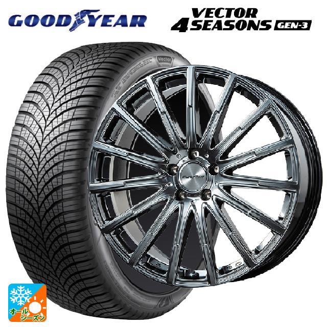 メルセデスベンツ Cクラス(W205)用 245/40R18 97W XL グッドイヤー ベクター4シーズンズ ジェン3 ユーロアクシス エアフルト クロームハイパーブラック 新品オールシーズンタイヤホイール 4本セット