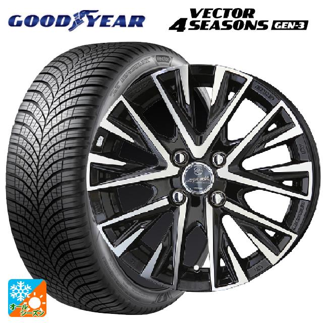 ニッサン ノートオーラ(E13)用 205/50R17 93W XL グッドイヤー ベクター4シーズンズ ジェン3 共豊 スマック レジーナ サファイアブラックポリッシュ 新品オールシーズンタイヤホイール 4本セット