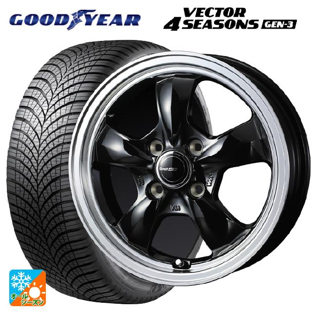 185/60R15 88V XL グッドイヤー ベクター4シーズンズ ジェン3 ウェッズ グラフト 5S ブラックリムポリッシュ 15-5.5J 国産車用 オールシーズンタイヤホイール4本セット
