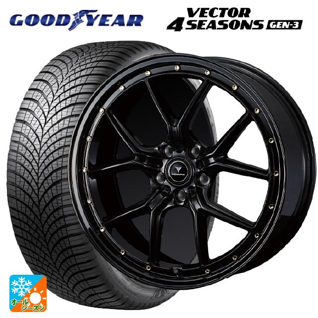 ミツビシ デリカD:5(3DA系)用 225/55R18 102W XL グッドイヤー ベクター4シーズンズ ジェン3 ウェッズ ノヴァリス アセットS1 BLACK/GOLD PIERCE 新品オールシーズンタイヤホイール 4本セット