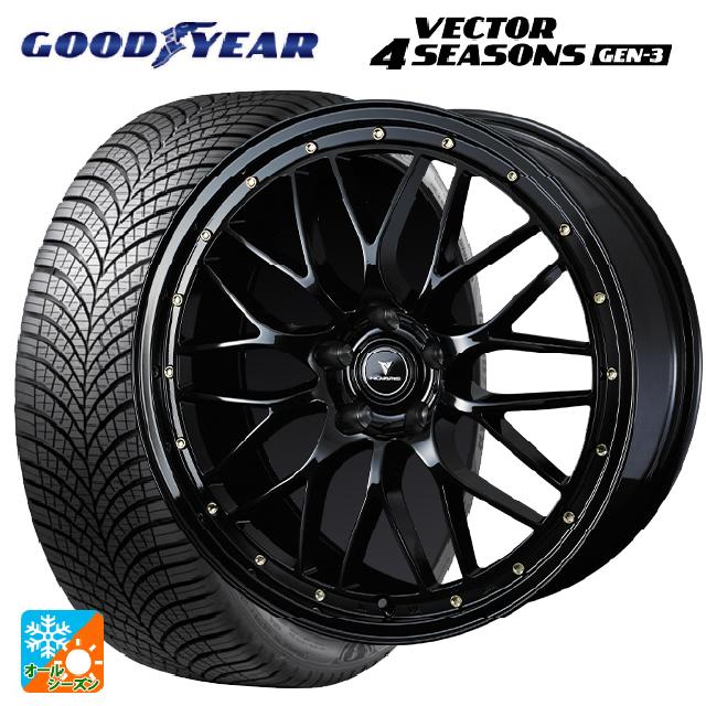 ミツビシ デリカD:5(3DA系)用 225/55R18 102W XL グッドイヤー ベクター4シーズンズ ジェン3 ウェッズ ノヴァリス アセットエムワン ブラック/ゴールドピアス 新品オールシーズンタイヤホイール 4本セット