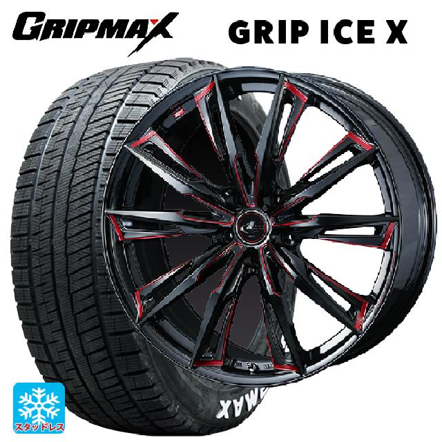 トヨタ ライズハイブリッド(A202)用 195/60R17 90T グリップマックス グリップアイスX ホワイトレター ウェッズ レオニス GX BK/SC(RED) 新品スタッドレスタイヤホイール 4本セット