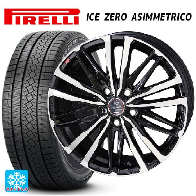 235/50R18 101H XL ピレリ アイスゼロ アシンメトリコ 正規品 # 共豊 スマック クレスト サファイアブラックポリッシュ 18-8J 国産車用 スタッドレスタイヤホイール4本セット