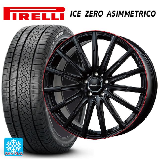 メルセデスベンツ GLA(X156)用 235/50R18 101H XL ピレリ アイスゼロ アシンメトリコ 正規品 # ユーロアクシス エアフルト マットブラック/レッドリム 新品スタッドレスタイヤホイール 4本セット