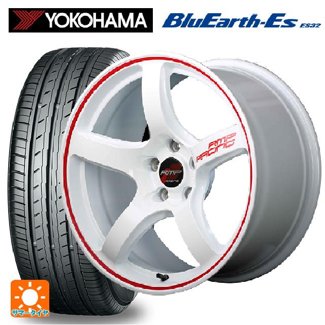 225/60R17 99H ヨコハマ ブルーアースEs ES32 # エムアイディー MIDレーシング R50 ホワイト/リムレッドライン 17-7J 国産車用 サマータイヤホイール4本セット