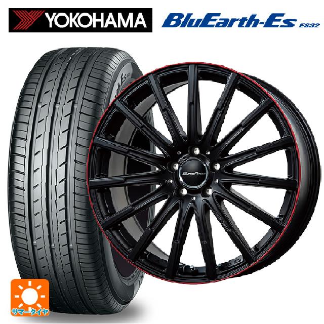メルセデスベンツ GLA(X156)用 215/60R17 96H ヨコハマ ブルーアースEs ES32 ユーロアクシス エアフルト マットブラック/レッドリム 新品サマータイヤホイール 4本セット