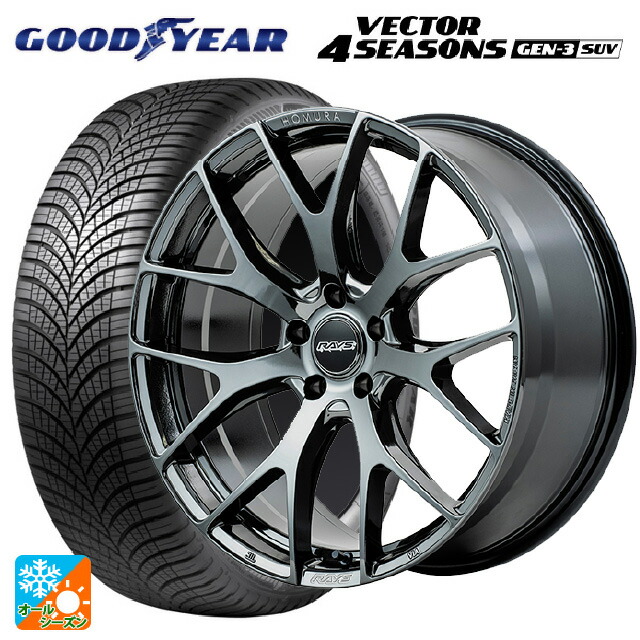 ミツビシ デリカD:5(3DA系)用 225/60R18 104W XL グッドイヤー ベクター4シーズンズ ジェン3 SUV レイズ ホムラ 2X7FT YNJ 新品オールシーズンタイヤホイール 4本セット