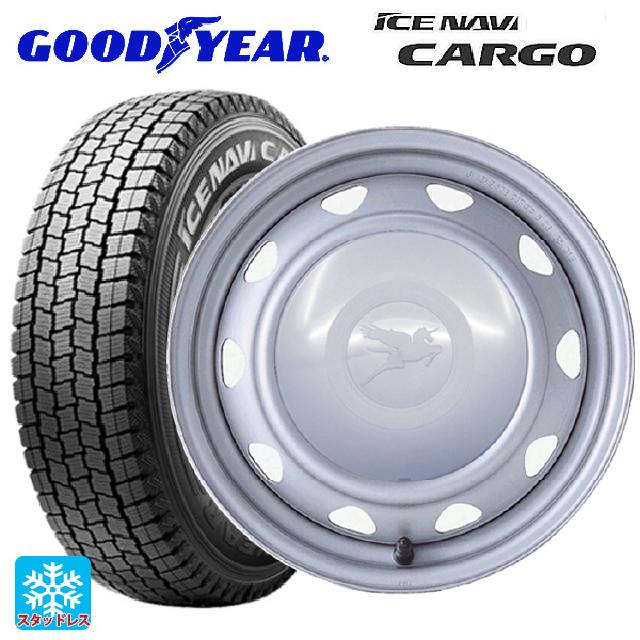145/80R12 80/78N グッドイヤー アイスナビ カーゴ ウェッズ キャロウィン PK351F # スチール(シルバー) 12-3.5J 国産車用 スタッドレスタイヤホイール4本セット