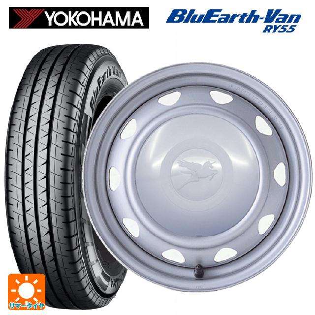 145/80R12 80/78N ヨコハマ ブルーアースVan RY55B ウェッズ キャロウィン PK351F # スチール(シルバー) 12-3.5J 国産車用 サマータイヤホイール4本セット