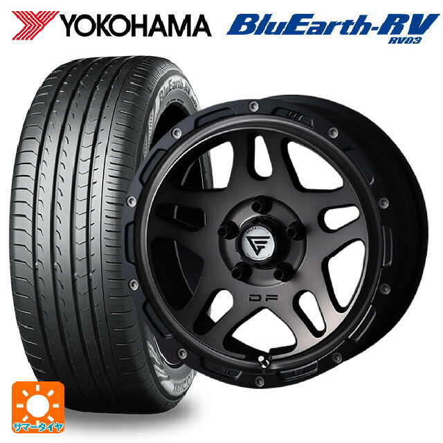 195/60R16 89V ヨコハマ ブルーアース RV03 エクシズルライン デルタフォース オーバーランダー マットスモークポリッシュ 16-7J 国産車用 サマータイヤホイール4本セット
