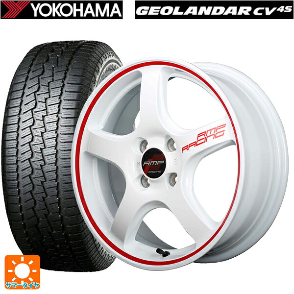 スズキ ハスラー(MR52/92S)用 165/60R15 77H ヨコハマ ジオランダー CV G058 正規品 エムアイディー MIDレーシング R50 ホワイト/リムレッドライン 新品サマータイヤホイール 4本セット