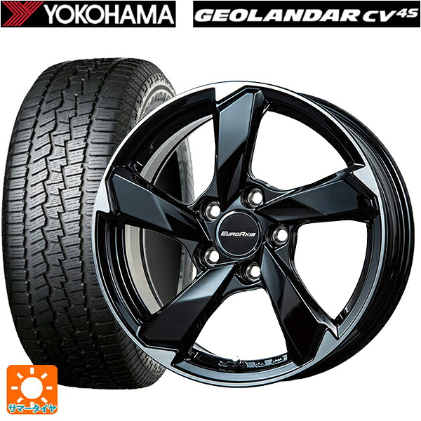 アウディ Q2(GA系)用 215/50R18 92V ヨコハマ ジオランダー CV G058 正規品 ユーロアクシス クロスエッジ グロスブラック/カットスポーク 新品サマータイヤホイール 4本セット｜タイヤホイール専門店コニシタイヤ