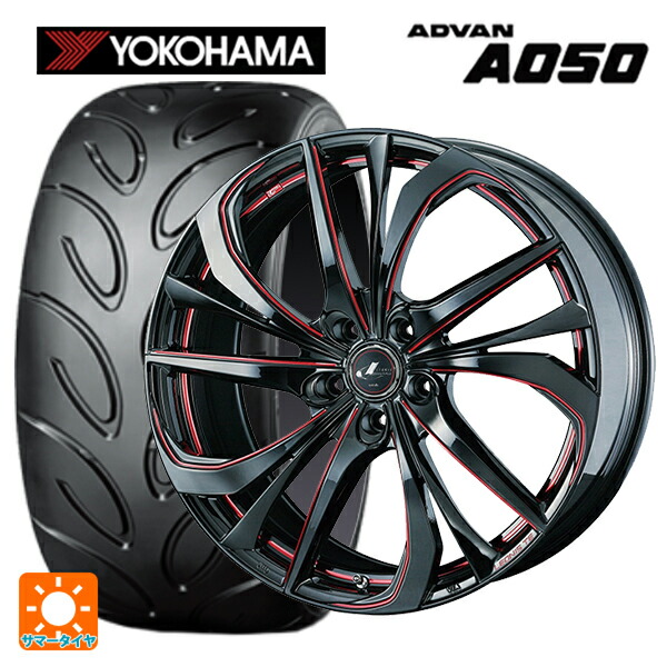 スバル WRX S4(VBH)用 245/40R18 93W ヨコハマ アドバン A050 コンパウンド M 正規品 ウェッズ レオニス TE BK/SC(RED) 新品サマータイヤホイール 4本セット
