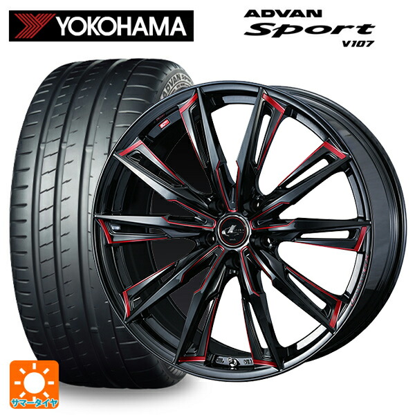 スバル WRX S4(VBH)用 245/35R19 93Y XL ヨコハマ アドバンスポーツ V107 正規品 # ウェッズ レオニス GX BK/SC(RED) 新品サマータイヤホイール 4本セット