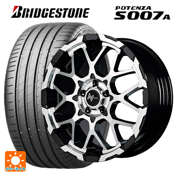 ホンダ ステップワゴン(RP6~8)用 225/40R18 92Y XL ブリヂストン ポテンザ S007A 正規品 エムアイディー ナイトロパワー M28バレットエス ブラック/ミラーカット 新品サマータイヤホイール 4本セット