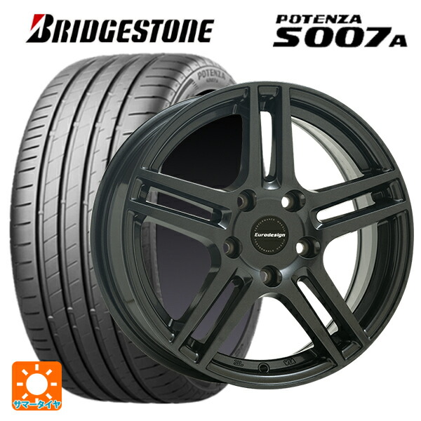 ボルボ V40(MB/MD系)用 225/40R18 92Y XL ブリヂストン ポテンザ S007A 正規品 阿部商会 ユーロデザイン アイガー ガンメタリック 新品サマータイヤホイール 4本セット