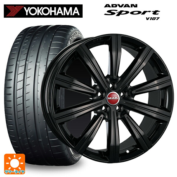 ジャガー F-PACE(DC系)用 255/55R19 111Y XL ヨコハマ アドバンスポーツ V107 正規品 阿部商会 マック バーミンガム グロスブラック 新品サマータイヤホイール 4本セット