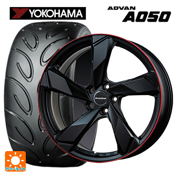 フォルクスワーゲン ゴルフ8(CD系)用 225/40R18 88W ヨコハマ アドバン A050 コンパウンド M 正規品 ユーロアクシス クロスエッジ マットブラック/レッドリム 新品サマータイヤホイール 4本セット 160,360円