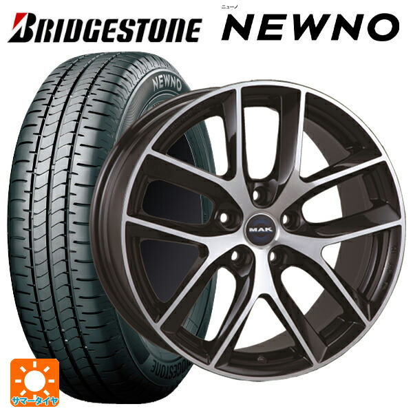 トヨタ GRカローラ(4BA-GZEA14H)用 235/40R18 95W XL ブリヂストン ニューノ 正規品 # 阿部商会 マック ボルテージFF ブラックミラー 新品サマータイヤホイール 4本セット
