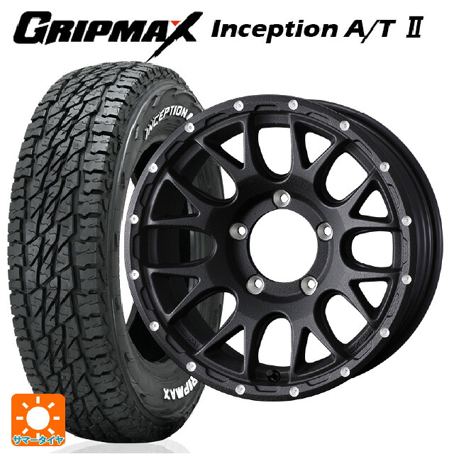 スズキ ジムニー(64系)用 175/80R16 91S グリップマックス インセプション A/T2 ホワイトレター ウェッズ マッドヴァンス 08 FLINT BLACK 新品サマータイヤホイール 4本セット