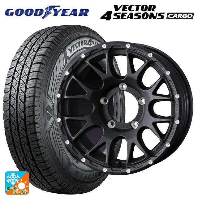 スズキ ジムニーシエラ(74系)用 195/80R15 107/105N グッドイヤー ベクター4シーズンズ カーゴ ウェッズ マッドヴァンス 08 # FLINT BLACK 新品オールシーズンタイヤホイール 4本セット｜タイヤホイール専門店コニシタイヤ