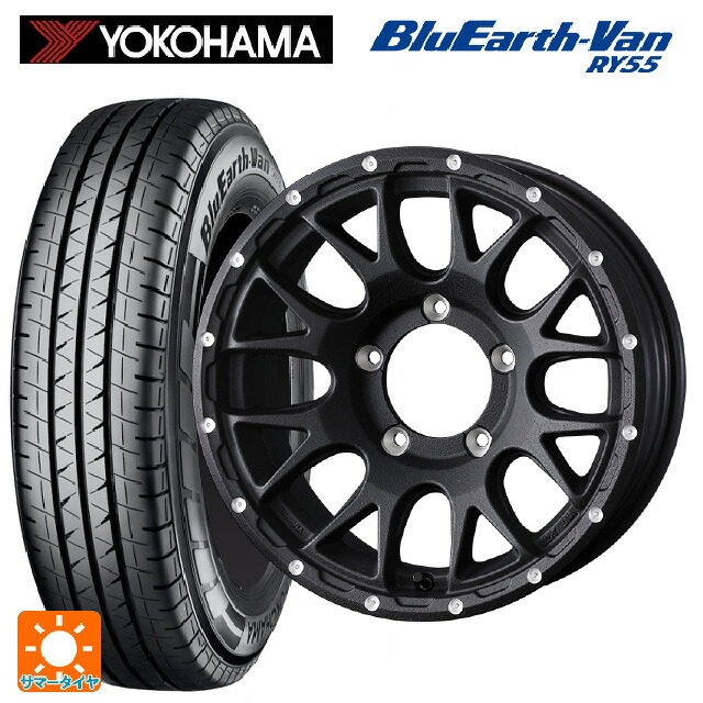 スズキ ジムニーノマド(JC74W)用 195/80R15 107/105Q ヨコハマ ブルーアースVan RY55C ウェッズ マッドヴァンス 08 # FLINT BLACK 新品サマータイヤホイール 4本セット
