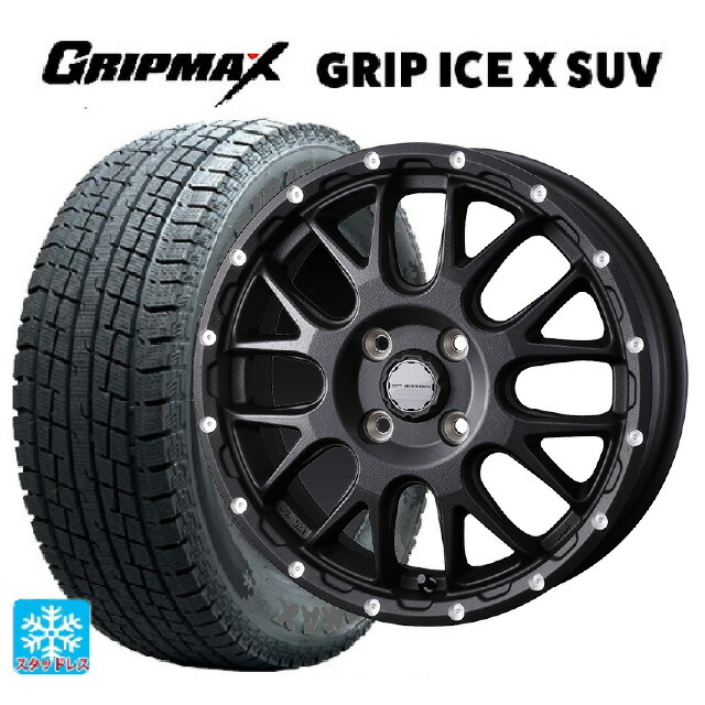 155/80R14 88/86N グリップマックス グリップアイスX SUV ブラックレター # ウェッズ マッドヴァンス 08 FLINT BLACK 14-5J 国産車用 スタッドレスタイヤホイール4本セット｜タイヤホイール専門店コニシタイヤ