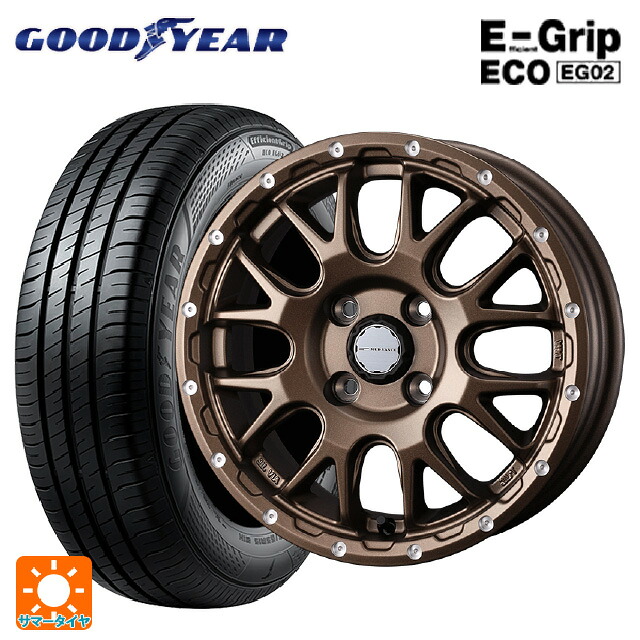185/70R14 88S グッドイヤー エフィシェントグリップ エコ EG02 # ウェッズ マッドヴァンス 08 MAT BRONZE 14-5J 国産車用 サマータイヤホイール4本セット