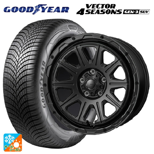 ミツオカ バディ()用 235/65R17 108W XL グッドイヤー ベクター4シーズンズ ジェン3 SUV ジャパン三陽 ハイブロック レグルス サテンブラック 新品オールシーズンタイヤホイール 4本セット