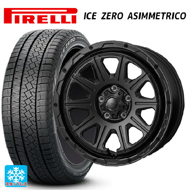 215/55R17 98H XL ピレリ アイスゼロ アシンメトリコ 正規品 # ジャパン三陽 ハイブロック レグルス サテンブラック 17-7.5J 国産車用 スタッドレスタイヤホイール4本セット|タイヤホイール専門店コニシタイヤ
