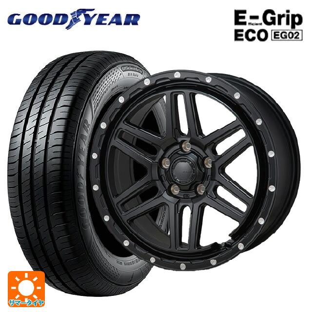トヨタ ノア(90系)用 205/60R16 92H グッドイヤー エフィシェントグリップ エコ EG02 ジャパン三陽 ハイブロック エルデ Satin Black/Milling 新品サマータイヤホイール 4本セット