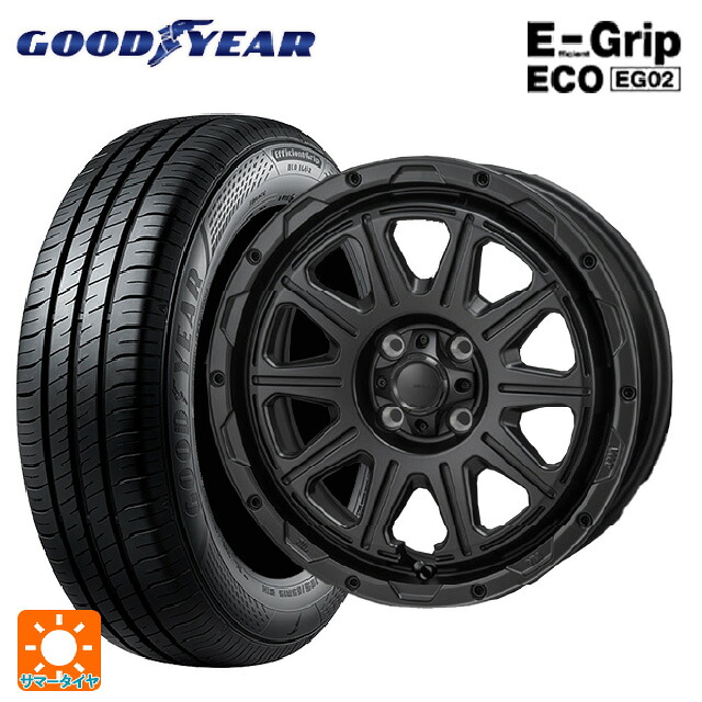 195/50R16 84V グッドイヤー エフィシェントグリップ エコ EG02 ジャパン三陽 ハイブロック レグルス サテンブラック 16-6J 国産車用 サマータイヤホイール4本セット