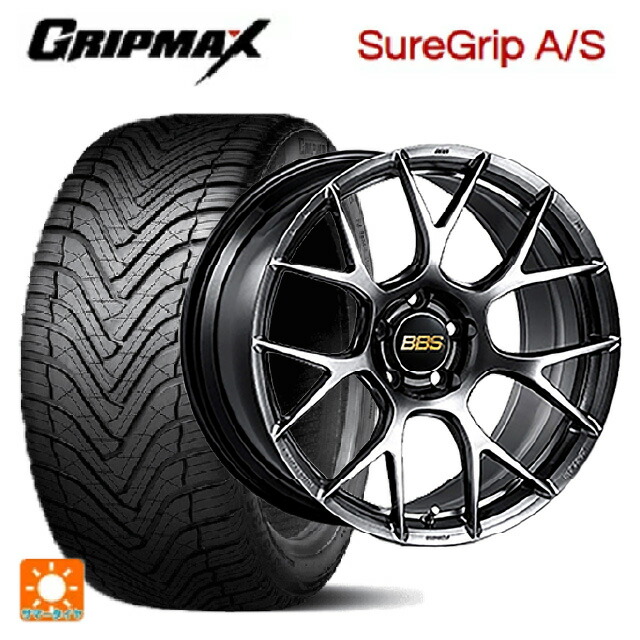 スバル フォレスター(SL系)用 225/55R18 98W グリップマックス シュアグリップ A/S ブラックレター BBS RE-V7 DB 新品オールシーズンタイヤホイール 4本セット