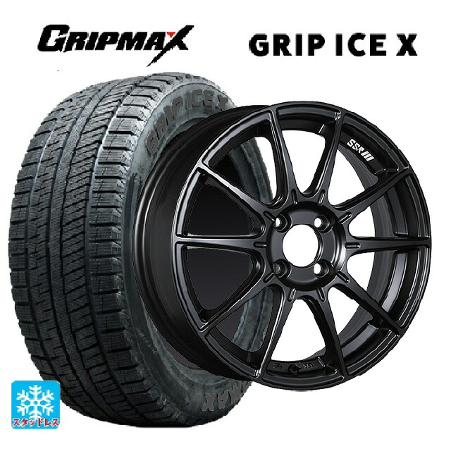 185/60R16 86T グリップマックス グリップアイスX ブラックレター タナベ SSR GT X01 フラットブラック 16-6.5J 国産車用 スタッドレスタイヤホイール4本セット
