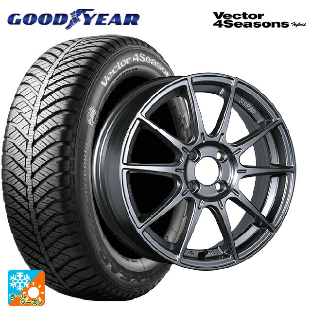 195/65R16 92H グッドイヤー ベクターフォーシーズンズ ハイブリッド タナベ SSR GT X01 ダークシルバー 16-6.5J 国産車用 オールシーズンタイヤホイール4本セット