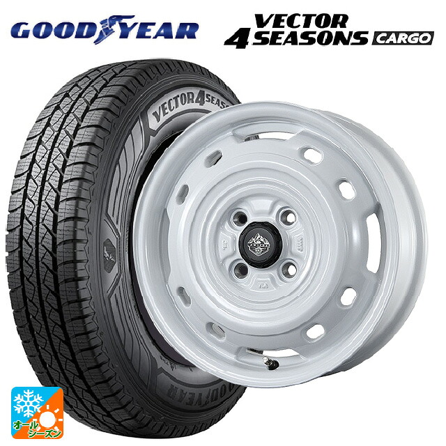145/80R12 80/78N グッドイヤー ベクター4シーズンズ カーゴ トピー ランドフット XFG WH 12-3.5J 国産車用 オールシーズンタイヤホイール4本セット｜タイヤホイール専門店コニシタイヤ