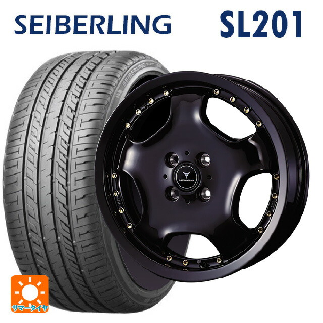 165/50R15 73V セイバーリング セイバーリング SL201(ブリヂストン工場生産） ウェッズ アセット D1 # ブラック/ゴールドピアス 15-4.5J 国産車用 サマータイヤホイール4本セット