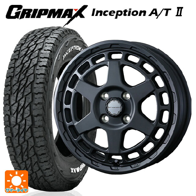 145/80R12 80/78N グリップマックス インセプション A/T2 ホワイトレター ウェッズ マッドヴァンス X タイプS フルマットブラック 12-4J 国産車用 サマータイヤホイール4本セット