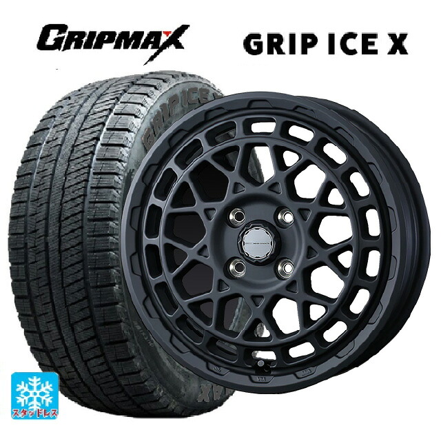 165/65R14 79Q グリップマックス グリップアイスX ブラックレター # ウェッズ マッドヴァンス X タイプF フルマットブラック 14-5J 国産車用 スタッドレスタイヤホイール4本セット|タイヤホイール専門店コニシタイヤ