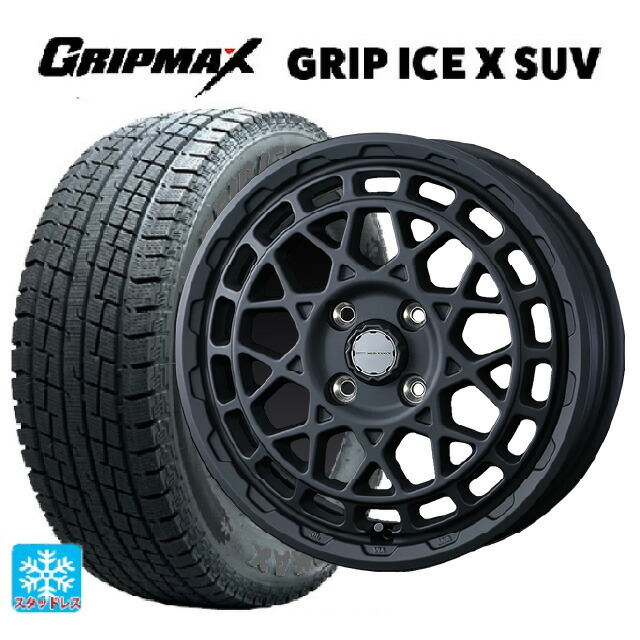 トヨタ サクシード(160系)用 155/80R14 88/86N グリップマックス グリップアイスX SUV ブラックレター ウェッズ マッドヴァンス X タイプF フルマットブラック 新品スタッドレスタイヤホイール 4本セット