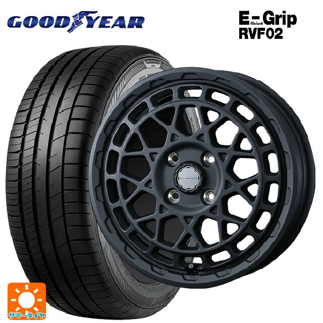 スズキ スペーシアベース(MK33)用 165/60R15 77H グッドイヤー エフィシェントグリップ RVF02 ウェッズ マッドヴァンス X タイプF フルマットブラック 新品サマータイヤホイール 4本セット
