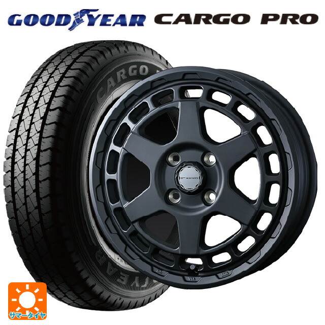 145/80R12 80/78N グッドイヤー カーゴプロ ウェッズ マッドヴァンス X タイプS フルマットブラック 12-4J 国産車用 サマータイヤホイール4本セット