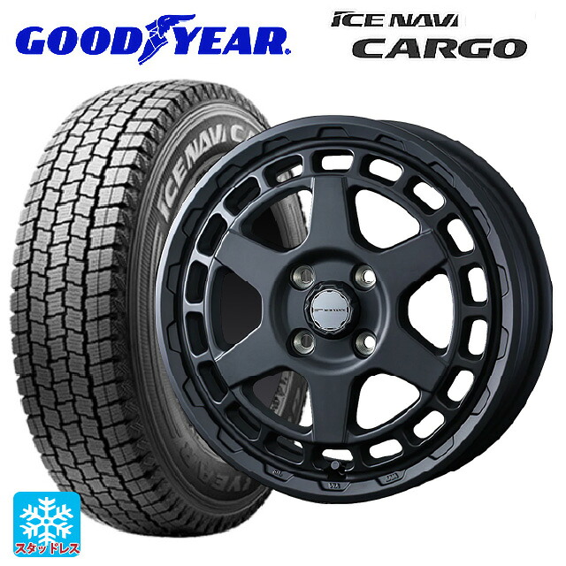 145/80R12 80/78N グッドイヤー アイスナビ カーゴ # ウェッズ マッドヴァンス X タイプS フルマットブラック 12-4J 国産車用 スタッドレスタイヤホイール4本セット|タイヤホイール専門店コニシタイヤ