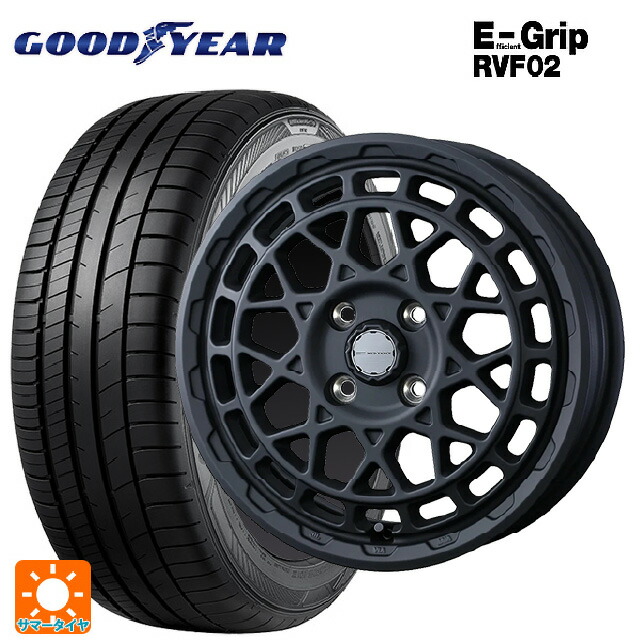 スズキ スペーシアベース(MK33)用 165/60R15 77H グッドイヤー エフィシェントグリップ RVF02 ウェッズ マッドヴァンス X タイプM フルマットブラック 新品サマータイヤホイール 4本セット