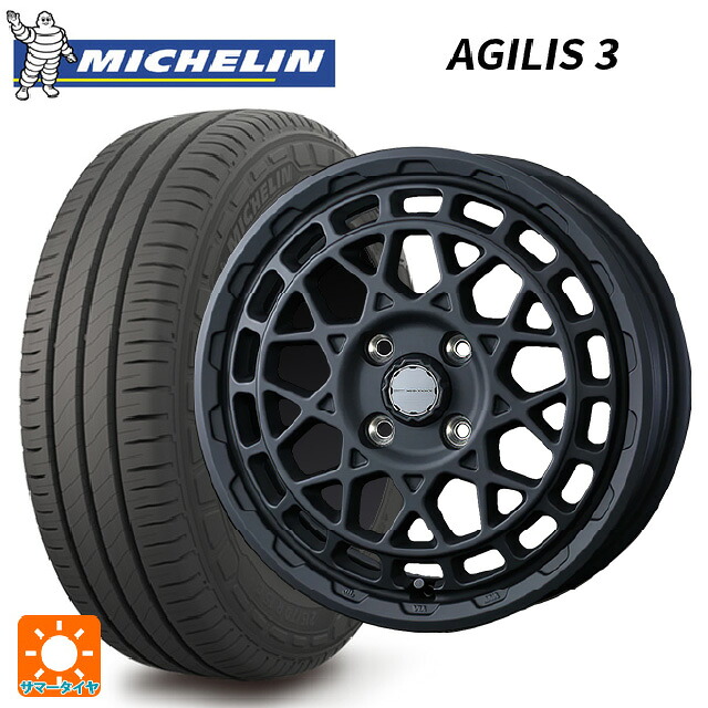 トヨタ プロボックス(160系)用 165/80R14 97/95R ミシュラン 正規品 アジリス 3 ウェッズ マッドヴァンス X タイプF フルマットブラック 新品サマータイヤホイール 4本セット 73,387円