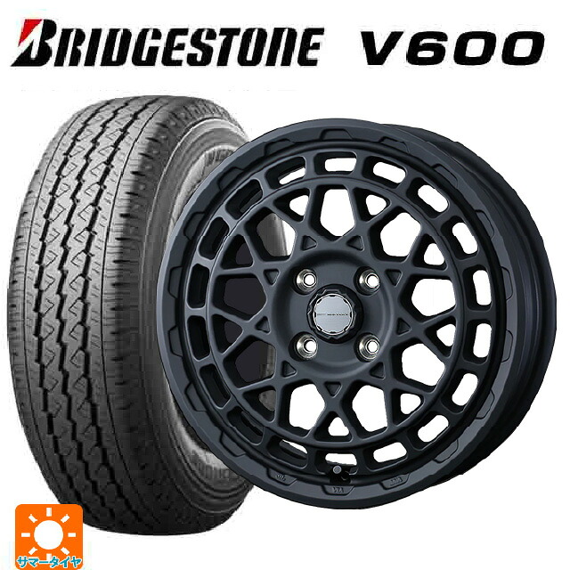 トヨタ プロボックス(160系)用 2026年製 155/80R14 88/86N ブリヂストン V600 正規品 ウェッズ マッドヴァンス X タイプF フルマットブラック 新品サマータイヤホイール 4本セット