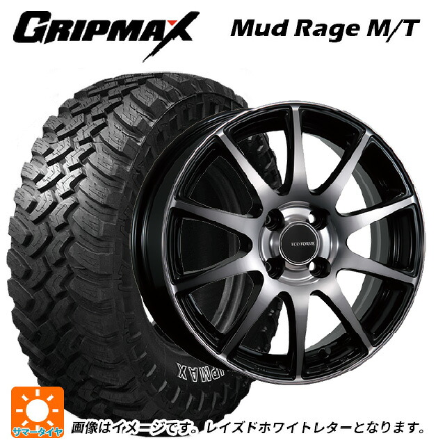 185R14 102/100Q グリップマックス マッドレイジ MT ホワイトレター ブリヂストン エコフォルム CRS23 B/NB 14-5.5J 国産車用 サマータイヤホイール4本セット