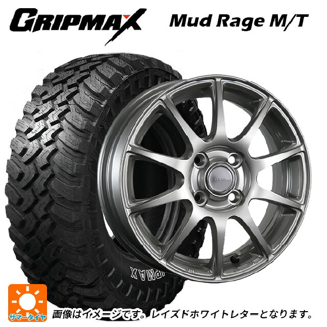 185R14 102/100Q グリップマックス マッドレイジ MT ホワイトレター ブリヂストン エコフォルム SE23 GS 14-5.5J 国産車用 サマータイヤホイール4本セット