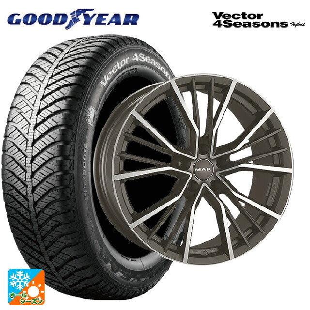 アウディ Q3RS(8U系)用 235/50R18 101H XL グッドイヤー ベクターフォーシーズンズ ハイブリッド 阿部商会 マック ユニオン ガンメタリックミラー 新品オールシーズンタイヤホイール 4本セット